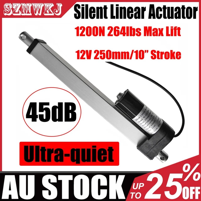 AU 1200N QUIET Linear Actuator 10" Stroke 12V Putter Motor 45dB for