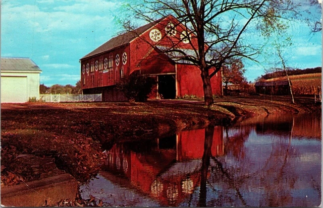 Barn Pennsylvania Dutch Country Allentown Hex Signs Painted Symbols Postcard VTG