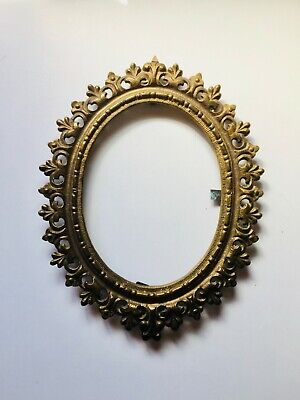 Antique Bronze Wall Picture Frame Oval 5" x 7" Photo, Acanthus Scroll Leaf Motif