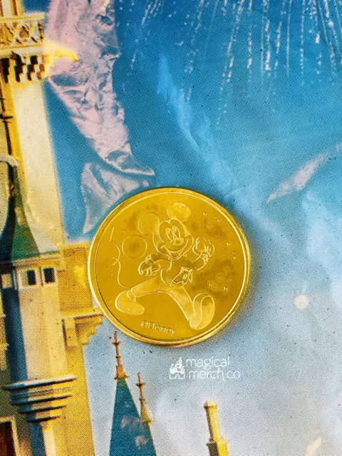 MICKEY MOUSE Walt Disney World 50th Anniversary Gold Metal Medallion Coin