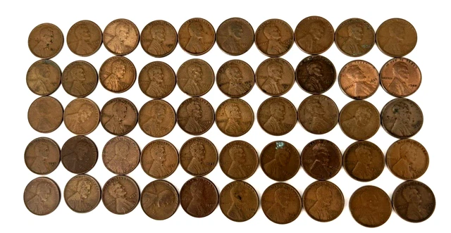 1925 D Lincoln Wheat Cent Roll of 50 Pennies- Circulated V/G-Fine--Free Shipping