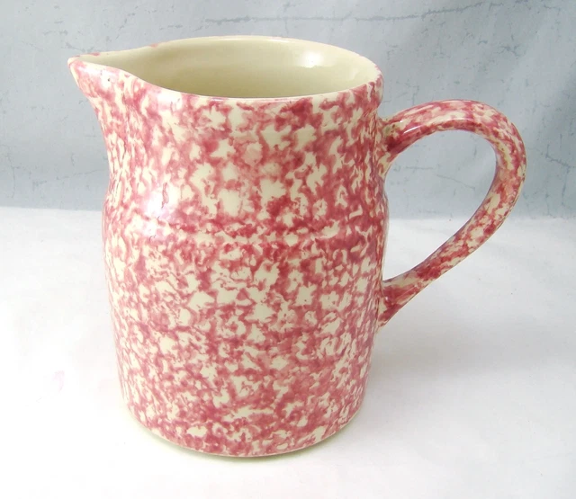 Henn Pottery Workshops Roseville ROSE CRANBERRY SPONGEWARE Pitcher READ
