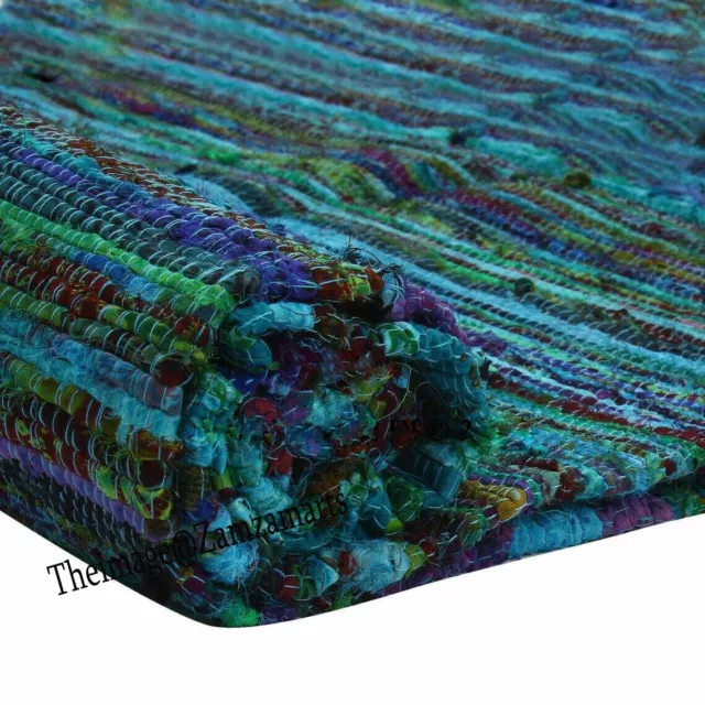 0.9x1.5m Multi Bleu Tapis Zone Cathy Main Tissé Chambre Sol Jeté de Lit