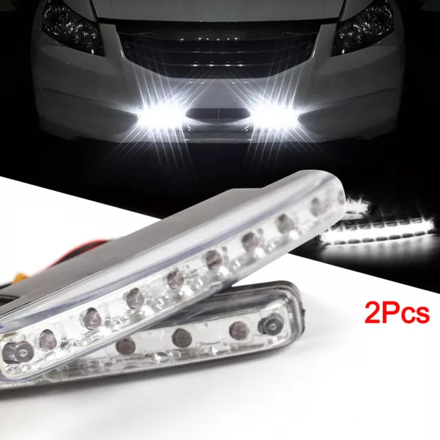 2X 8 LED Daytime Running Lights DRL Car Fog Day Driving Lamps Super White 12V