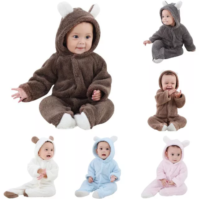 Newborn Baby Boy Girl Bear Hooded Romper Clothes Jumpsuit Bodysuit Outfits AU