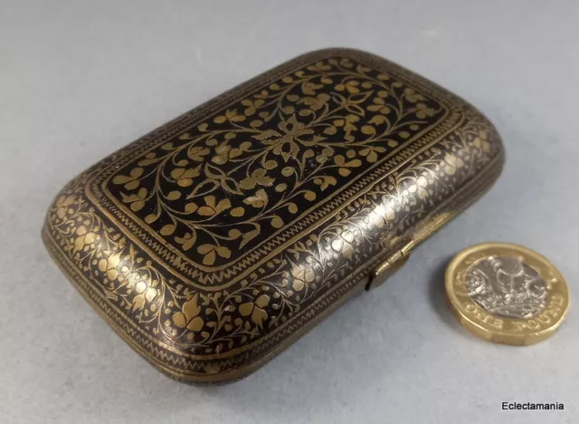 Vintage Middle Eastern Indo Persian Enamelled Brass Tobacco / Snuff Case