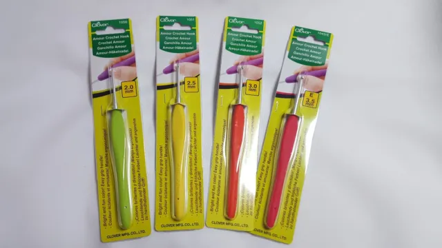 CLOVER AMOUR Crochet hooks, 2-15 mm, various sizes, bright colours