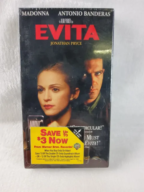 Evita (VHS, 1997) Madonna Antonio Banderas Brand New Sealed