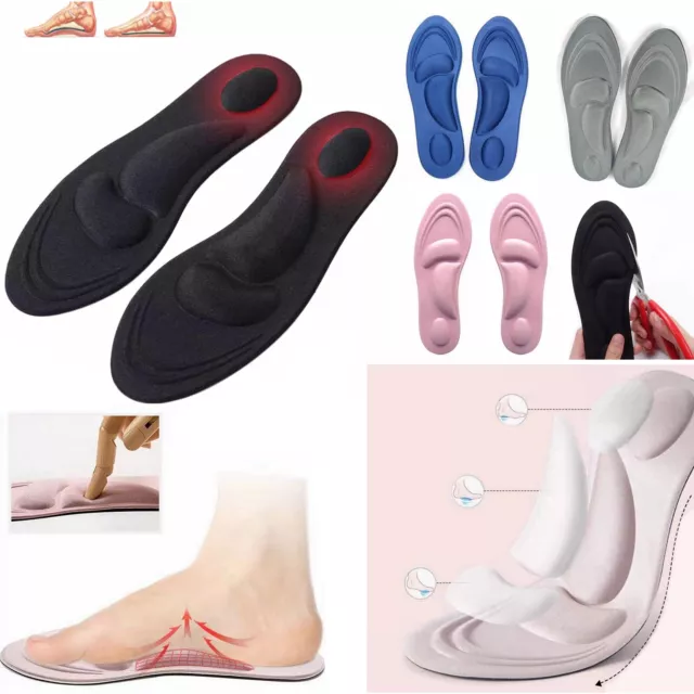 Unisex 4D Memory Foam Orthopaedic Shoe Insoles Pads Comfort Foot Feet Heel Soft