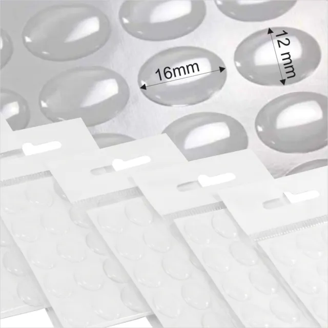 16x12mm Oval Clear Domes Stickers Gel Resin Crystal Epoxy Self Adhesive Cabochon