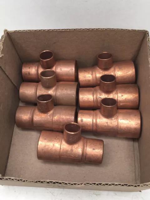 1" x 3/4" x 1/2" Copper Reducing Tee CxCxC Sweat Plumbing Fitting *Lot of (7)*