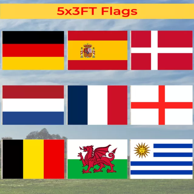 5x3ft Country National Flags Sports World Cup Football European League Flag 2024