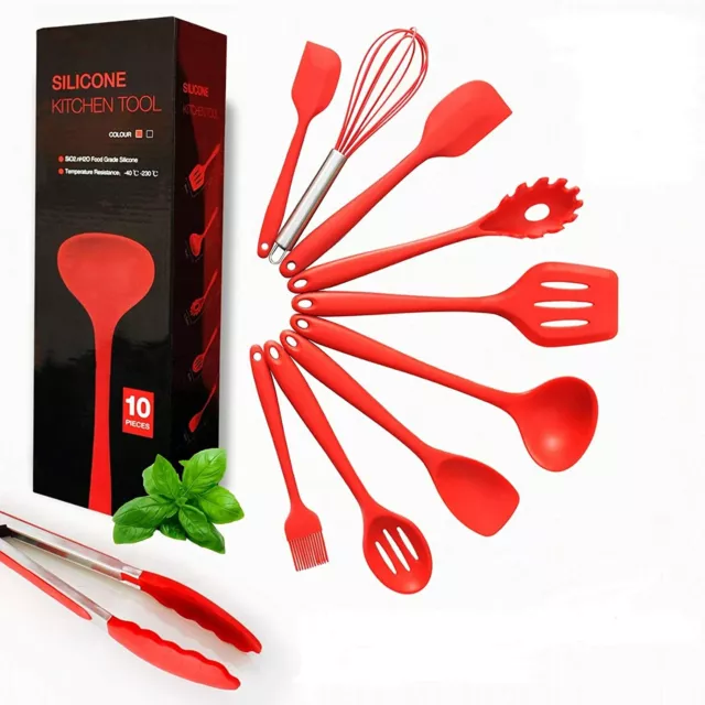 ✓ 10 PZ Utensili Cucina Professionali Silicone Rosso Antiaderenti Multiuso  Set EUR 29,90 - PicClick IT