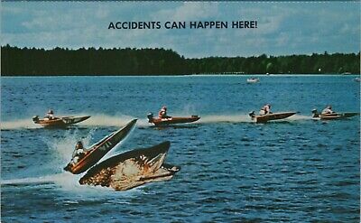 Accidents Can Happen Here! Eau Claire Wisconsin Comical Chrome Vintage Post Card