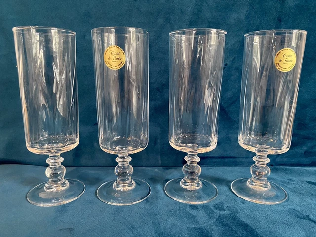 French Crystal Champagne Flutes ‘Crystal De Flandre’ France 24% Lead Set (4)
