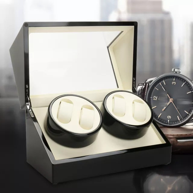 Uhren Watch Winder box Uhrenbeweger Uhrenbox für Automatikuhren Holz Schwarz 4+0
