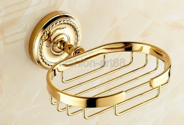 Gold Color Brass Wall Mounted Soap Dish Holder Bathroom Accessory fba607