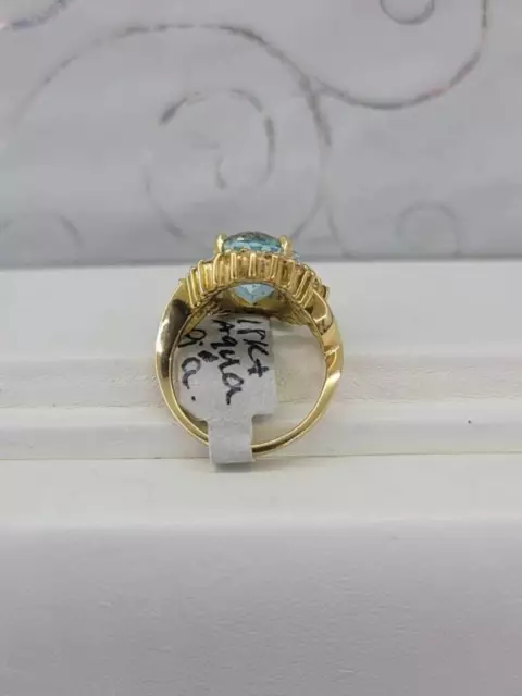 WOMEN'S OVAL LAB Created Aquamarine 14K Yellow Gold Plated Silver ...