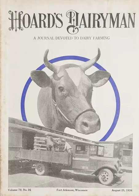 Rivista Agraria USA - Hoard's Dairyman - Journal - 25 August 1934