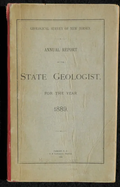 Geology, New Jersey,  1889, Rare Original NJ Geological Survey Annual Report