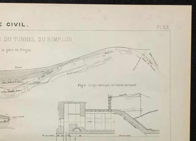 1906 - Plan des installations électriques du Tunnel du Simplon - Carte et gares 3