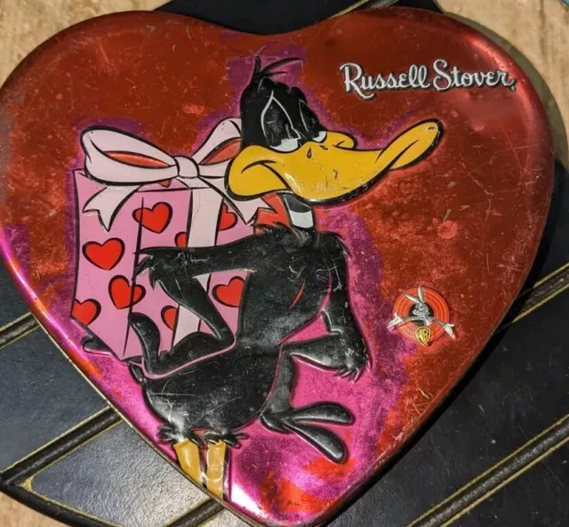 Empty Daffy Duck Looney Tunes Tin Heart Candy Valentine Box Russell