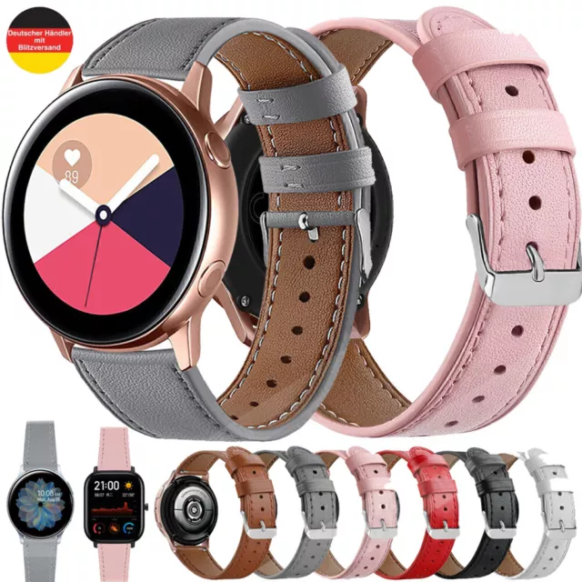 DE Leder Klassisch Armband 20mm für Samsung Galaxy Watch /Garmin/Amazfit GTR GTS