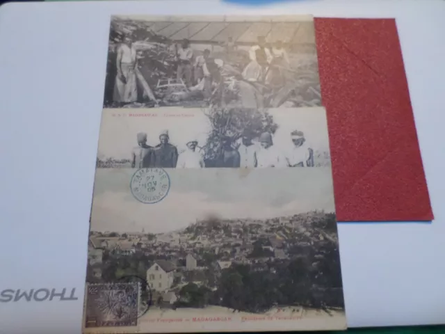 Lot 3 Cartes Postales Anciennes Madagascar