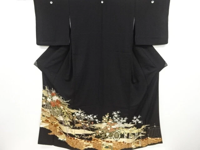 6765634: Japanese Kimono / Vintage Tomesode / People In The Heian Era & Flower C