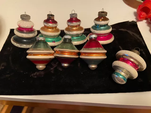 Vitg Shiny Brite 8 Ufo Spinning Top Unsilvered Christmas Ornaments
