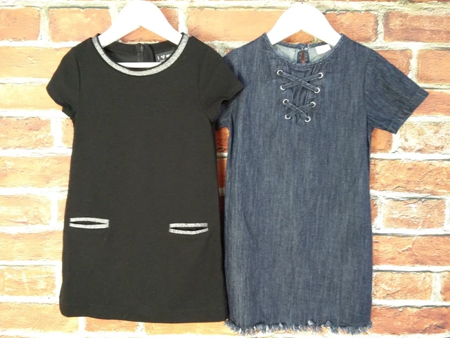 Girls Bundle Aged 3-4 Years 100% Next Denim Black Summer Party Dresses 104Cm