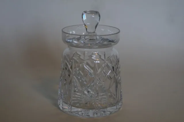Good Cut Crystal Preserve, Jam or Honey Pot and Cover with spoon recess