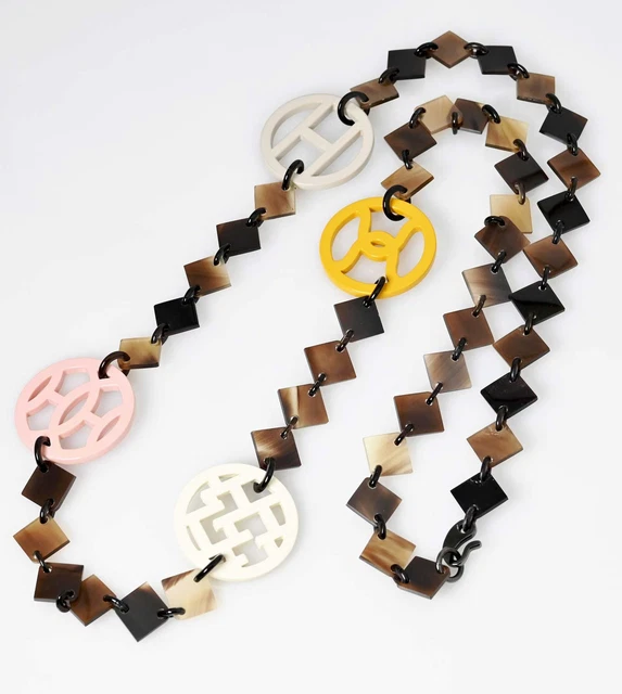 7318 Hermes Buffalo Horn Necklace Diva 4P Women Accessories Second Hand