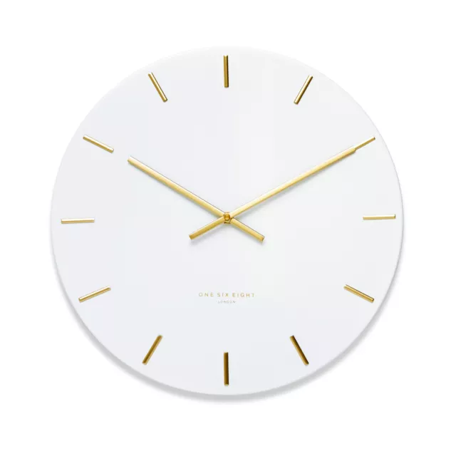 One-Six-Eight-London Luca Silent Sweep White Wall Clock 60cm **FREE DELIVERY**