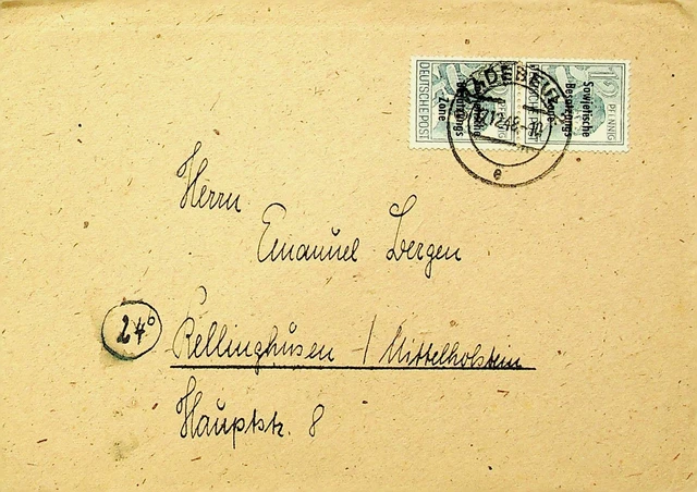 Sephil Deutschland 1948 Post Soviet Zone Ovpt 2v auf Brief Sich Mittelholstein