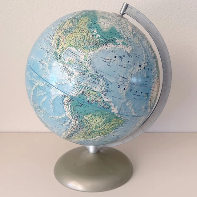 RAND MCNALLY WORLD Portrait Globe Vintage 1970’s Raised Topography 12"D