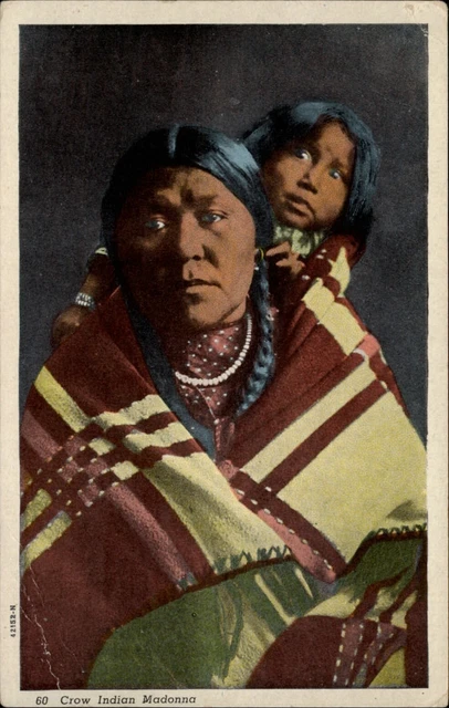 Native American Crow Indian Madonna blanket ~ unused postcard sku903