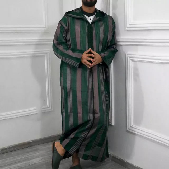 Moroccan Men Hooded Jilbab Jubba Thobe Djellaba Kaftan Islamic Dress UK