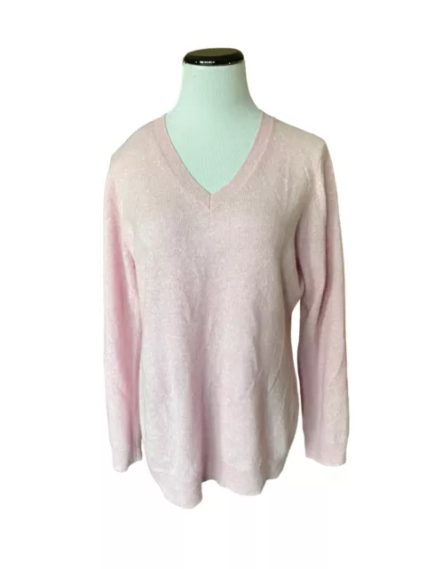 Charter Club Luxury Womens 100% Cashmere V-Neck Sweater Size XL Pink Pullover