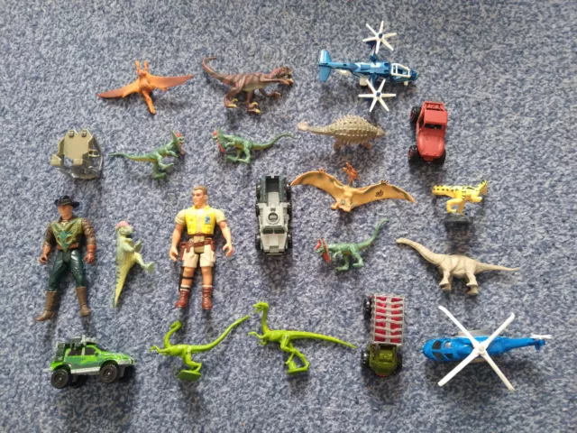 JURASSIC PARK TOYS LOT VEHICLES FIGURES MINI DINOSAURS 1990s ON ACC-VG USED COND