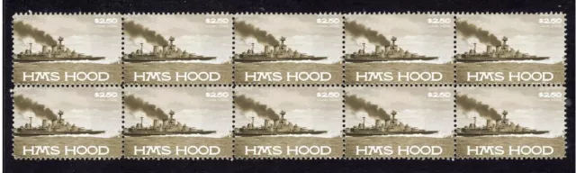 Hms Hood Wwii British Battleship Strip Of Mint Vignette Stamps 4