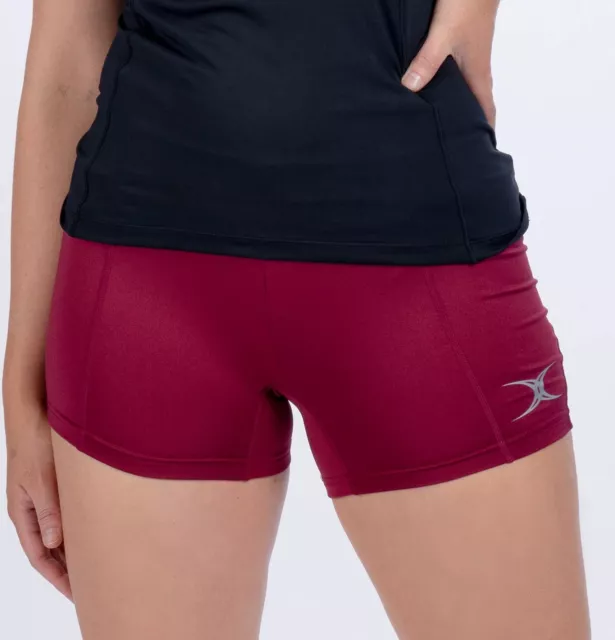 Sports Shorts - Womens Running Gym Netball - Gilbert Eclipse Maroon - Sz 10 - 18