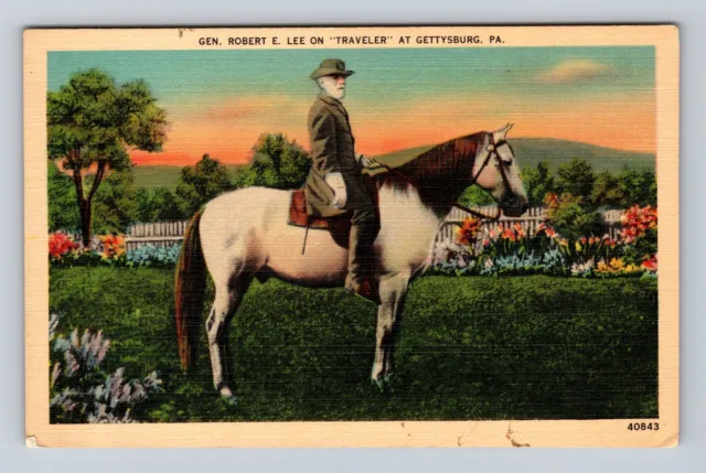 Gettysburg PA-Pennsylvania, General Robert E Lee on Traveler, Vintage Postcard