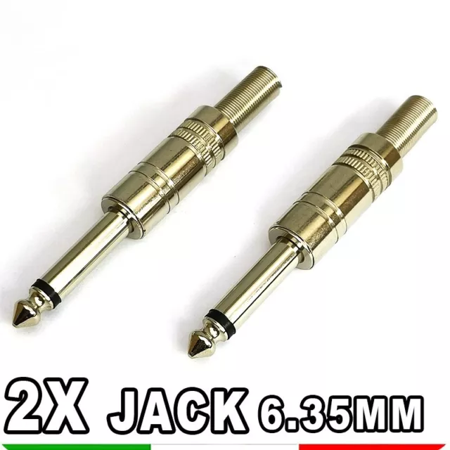 2x Connettore JACK MONO 6.3 mm Maschio Audio COPPIA a saldare