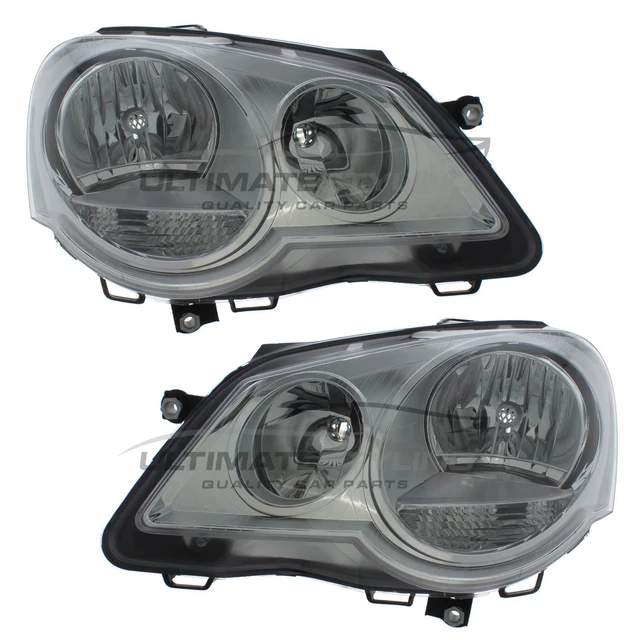Headlights VW Polo Mk4 9N3 2005-2010 Chrome Inner Headlamps 1 Pair Left & Right