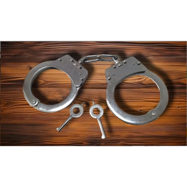 Silver Carbon Steel Handcuffs For Security Forces | Heavy Duty (1819)