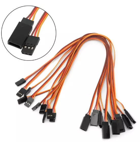 MWMotoSports 10x Male to Female JR Connector Servo Extension Cable 15cm 3 Pin