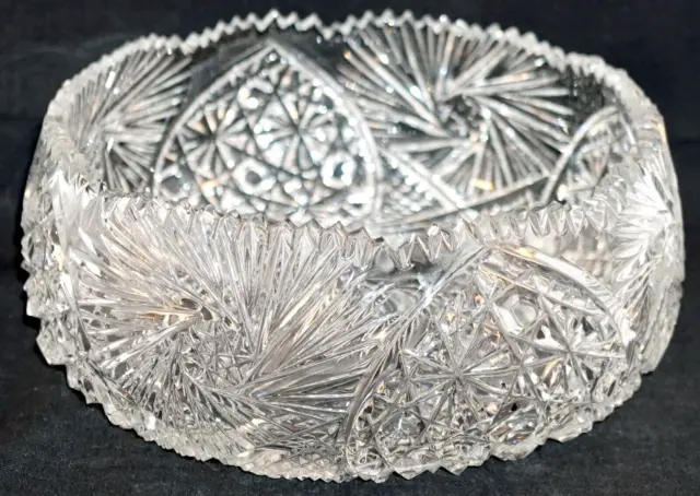 ABP American Brilliant Period Cut Glass Bowl Concave Bottom Inward Slope Sides
