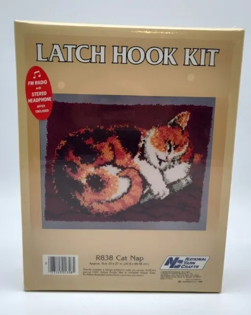 New! National Yarn Crafts Latch Hook Kit, Cat Nap, R838, Kitten, "20"x27"