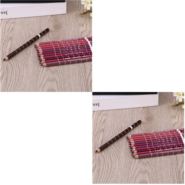 Juego de 12 PIEZAS de maquillaje de labios suave fácil de aplicar lápices delineador de labios para mujeres damas